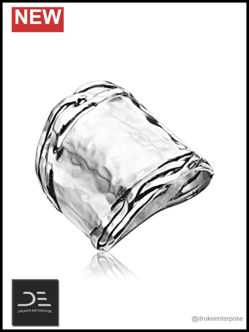 925 Sterling Silver Wide Hammered Band Ring Vintage Artisan Statement Women's